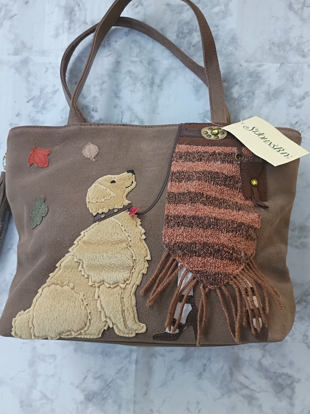 St. John's Bay Brown and Cream Tote with Zippered Interior